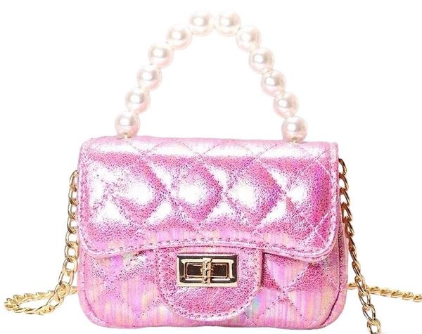 Iridescent Mini Quilted Top Handle Bag