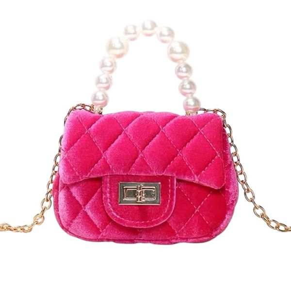 Velour Mini Quilted Top Handle Bag
