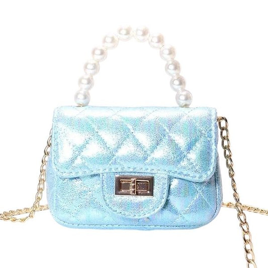 Iridescent Mini Quilted Top Handle Bag